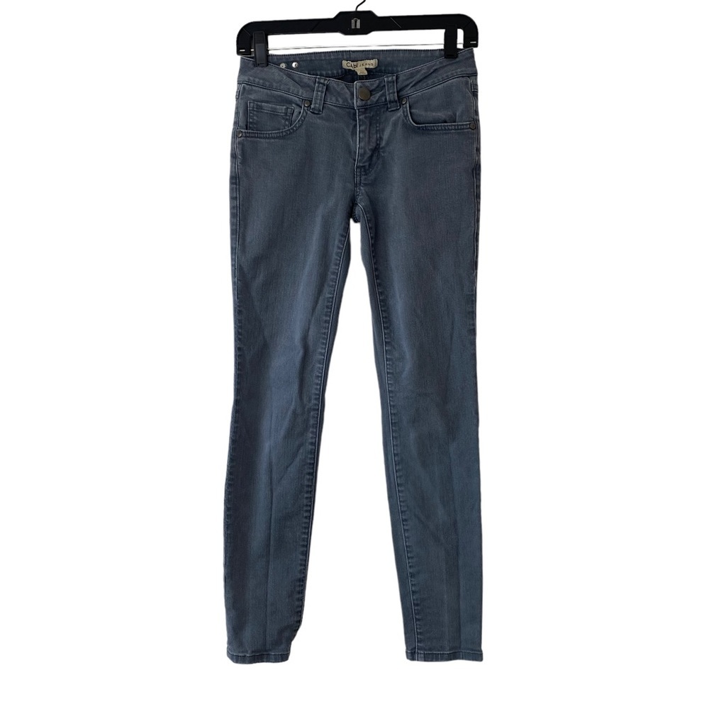 Cabi Womens Skinny Jeans Size 0 Grey Pockets, Zip Style 326 Inseam 29’.